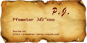 Pfemeter János névjegykártya