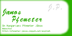 janos pfemeter business card